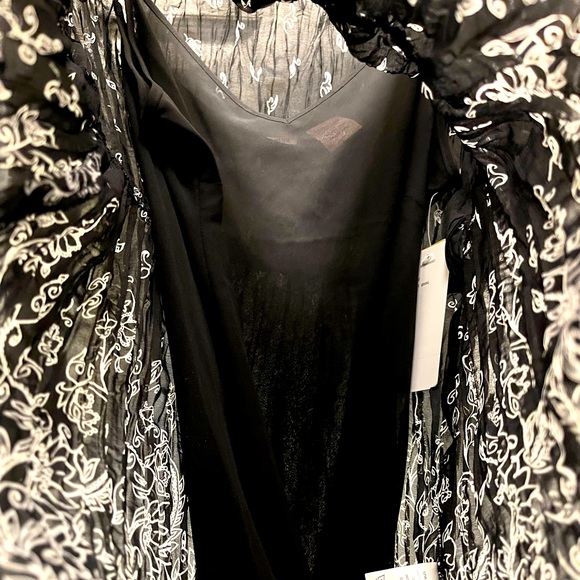 NEW Notations Black and White Babydoll Paisley Two-Layer Long Sleeve Blouse - Picture 4 of 7